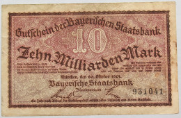 GERMANY 10 MILLIARDEN MARK 1923 BAYERN #alb008 0121 - 10 Mrd. Mark