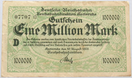 GERMANY 1 MILLION MARK REICHSBAHN KARLSRUHE #alb004 0087 - 1 Million Mark