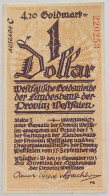 GERMANY 1 DOLLAR 1923 WETFALEN 4.2GOLDMARK #alb012 0017 - Deutsche Golddiskontbank