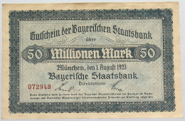 GERMANY 50 MILLIONEN MARK 1923 BAYERN #alb008 0109 - 50 Mio. Mark