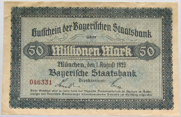 GERMANY 50 MILLIONEN MARK 1923 BAYERN #alb008 0117 - 50 Mio. Mark