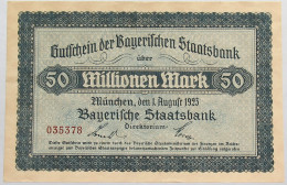 GERMANY 50 MILLIONEN MARK 1923 BAYERN #alb008 0111 - 50 Millionen Mark