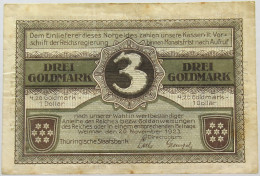 GERMANY 3 GOLDMARK 1923 THURINGEN #alb008 0265 - Deutsche Golddiskontbank