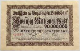 GERMANY 20 MILLIONEN MARK 1923 BAYERN #alb008 0097 - 20 Millionen Mark