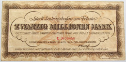GERMANY 20 MILLIONEN MARK 1923 LUDWIGSHAFEN #alb004 0409 - 20 Miljoen Mark