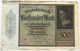 GERMANY 500 MARK 1922 #alb067 0381 - 500 Mark