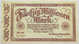 GERMANY 50 MILLIONEN MARK 1923 REICHSBAHN #alb010 0033 - 50 Millionen Mark