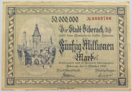 GERMANY 50 MILLIONEN MARK BIBERACH 1923 #alb010 0185 - 50 Millionen Mark
