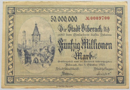 GERMANY 50 MILLIONEN MARK BIBERACH 1923 #alb010 0185 - 50 Miljoen Mark