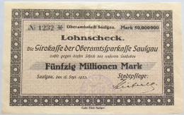 GERMANY 50 MILLIONEN MARK 1923 SAULGAU #alb002 0479 - 50 Mio. Mark