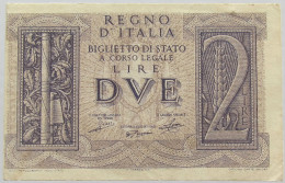 ITALY 2 LIRE 1939 #alb017 0263 - Autres & Non Classés