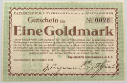 GERMANY WEIMAR GOLDMARK 1923 UNTERKOCHEN #alb011 0197 - Deutsche Golddiskontbank