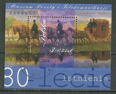 POLAND Oblitéré Bloc 155 ANNIVERSAIRE DU MUSEE DES POSTES ET TELECOMMUNICATIONS. CHEVAL CHEVAUX POSTILLON POSTILLONS - Used Stamps