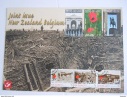 België Belgique Nouvelle-Zélande 2008 La 1ere Guerre Mondiale Coquelicots Popyes Carte Souvenir 3842HK Cob 3842-3844 - Cartoline Commemorative - Emissioni Congiunte [HK]