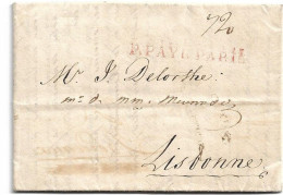 (C02) - PORTUGAL - LETTRE RUSSIE => PARIS => LISBONNE 1816 MARQUE P.PAYE PARIS EN ROUGE - ...-1853 Vorphilatelie