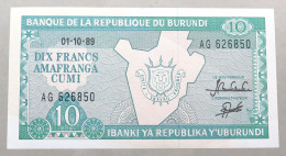 BURUNDI 10 FRANCS 1989 TOP #alb049 1535 - Burundi