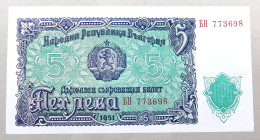 BULGARIA 5 LEVA 1951 TOP #alb050 1251 - Bulgarije