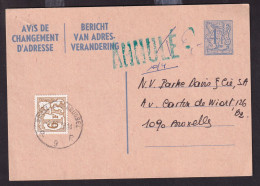 DDEE 870 -- Avis De Changement D' Adresse 4 F 50 En 1979 - Taxé 6 Francs En Timbre-Taxe à BRUXELLES - Adreswijziging