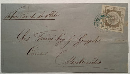 Uruguay 1860 Scarce “SALTO” Cds On Cover Franked XF 60c Sun Issue (Sc13)>Montevideo Via Vapor Rio De La Plata (Lettre - Uruguay