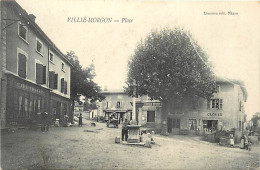 - Rhône -ref-A168- Villié Morgon - Place Café Charrin - Café De La Poste - Tabac - Poste - Maison Clovis - - Villie Morgon