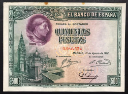 Spagna Spain 500 QUINIENTAS PESETAS 55/8/1928 Lotto 063 - 500 Pesetas