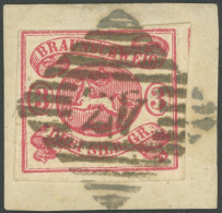 BRAUNSCHWEIG 12Ab BrfStk, 1862, 3 Sgr. Rosa Und Karmin, Nummernstempel 47, Oben Teils Etwas Knapp Sonst Prachtbriefstück - Brunswick