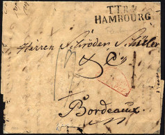 HAMBURG - THURN UND TAXISCHES O.P.A. 1833, TT.R.4. HAMBOURG, L2 Auf Brief Nach Bordeaux, Roter Segmentstempel ALLEMAGNE  - Prephilately