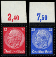 Dt. Reich 552/3P OR , 1934, 12 Und 25 Pf. Hindenburg-Trauer, Plattendruck, Je Vom Oberrand, Postfrisch, 2 Prachtwerte, M - Other & Unclassified