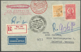 ZEPPELINPOST 284A BRIEF, 1934, 11. Südamerikafahrt, Brasilianische Post, Einschreibbrief Mit Seltenem Seepost R-Zettel S - Airmail & Zeppelin