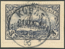 DSWA 22 BrfStk, 1901, 3 M. Violettschwarz, Ohne Wz., Zentrischer Stempel KUBAS, Prachtbriefstück - German South West Africa