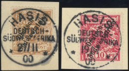 DSWA 5b,7a BrfStk, HASIS, Auf 3 Pf. (27.2.00) Und 10 Pf. (19.7.00), 2 Prachtbriefstücke - German South West Africa