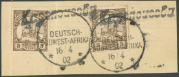 DSWA 11 BrfStk, Kapenousseu, 16.4.02, In Schwarz Auf Wanderstempel II, 2-mal Auf Briefstück Mit 2-mal 3 Pf., Pracht - German South West Africa