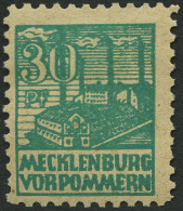 MECKLENBURG-VORPOMMERN 39zb , 1946, 30 Pf. Dunkelopalgrün, Dünnes Papier, Falzrest, Pracht, Fotoattest Kramp, Mi. 750.- - Autres & Non Classés