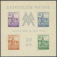 WEST-SACHSEN Bl. 5Ya , 1946, Block Leipziger Messe, Wz. 1Y, Postfrisch, Feinst, Mi. 250.- - Other & Unclassified