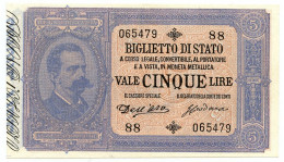 5 LIRE BIGLIETTO DI STATO EFFIGE UMBERTO I 01/03/1883 SUP+ - Regno D'Italia – Other