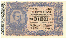 10 LIRE BIGLIETTO DI STATO EFFIGE UMBERTO I 28/12/1917 SUP+ - Regno D'Italia – Other