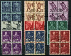 SCHWEIZ BUNDESPOST 377-85 VB O, 1941, Historische Darstellungen In Zentrisch Gestempelten Viererblocks, Prachtsatz - Used Stamps