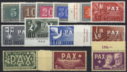 SCHWEIZ BUNDESPOST 447-59 , 1945, PAX, Prachtsatz, Mi. 500.- - Unused Stamps