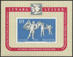 SCHWEIZ BUNDESPOST Bl. 14 , 1951, Block LUNABA, Pracht, Mi. 280.- - Bloques & Hojas