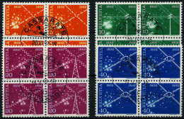 SCHWEIZ BUNDESPOST 566-69 VB O, 1952, 100 Jahre Elektrisches Nachrichtenwesen In Zentrisch Gestempelten Viererblocks, Pr - Usados