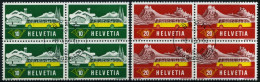 SCHWEIZ BUNDESPOST 586/7 VB O, 1953, Alpenpost In Viererblocks Mit Zentrisch Gestempelten Ersttagsstempeln, Pracht - Usados