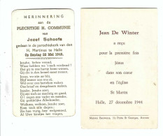 Halle  Plechtige Communie Jean De Winter 1944 En Jozef Schoofs 1949 - Zoersel