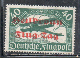 GERMANY GERMANIA GERMAN REICH EMPIRE IMPERO 1923 AIRMAIL AIR POST MAIL POSTA AEREA BIPLANE RED OVERPRINTED 40pf MLH - Poste Aérienne & Zeppelin