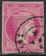 GREECE 1880-86 Large Hermes Head Athens Issue On Cream Paper 20 L Aniline Rose Vl. 72 - Oblitérés