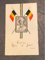 Timbre - Belgique - COB 411  Deuil De SM La Reine Astrid - 1935 Monté Sur Carte Calligraphie - Otros & Sin Clasificación