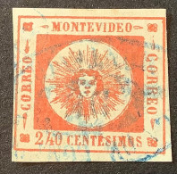 Uruguay 1859 VERY RARE POSTMARK “SALA DE COMERCIO MONTEVIDEO” On 240c Sun Issue  Signed Soto Hermanos  (YT 12 - Uruguay