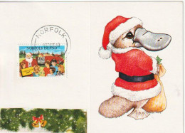 PLATYPUS / MERRY CHRISTMAS / . Maximum-card Of Norfolk Island (Pacific Ocean) Australian External Territory - Brieven En Documenten