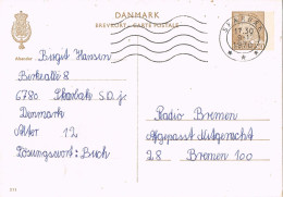 52467. Entero Postal SKARBAK (Danmark) 1970  To Bremen, Germany - Interi Postali