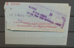 1937 TELEGRAMME Via RADIO France De DURBAN Afrique Du Sud. Superbe N3633 - Télégraphes Et Téléphones