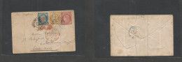 France. 1874 (5 Jan) Moulins De Allier - USA, Baltimore, Md Via London Small Multifkd Env At 1,15 Fr Rate, Tied "2565" V - Autres & Non Classés